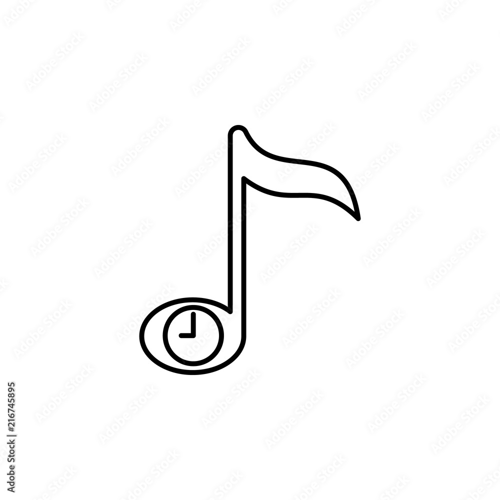 Poster music time icon. element of time value icon for mobile concept and web apps. thin line music time ic