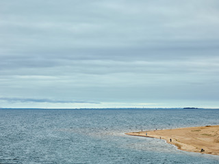 View of sandy coast and sea
