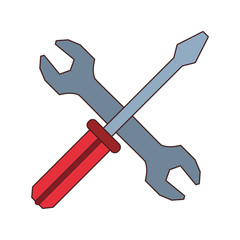 Screwdriver and wrench construction tools vector illustration graphic design
