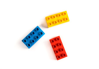 Building toy blocks isolated on white background.