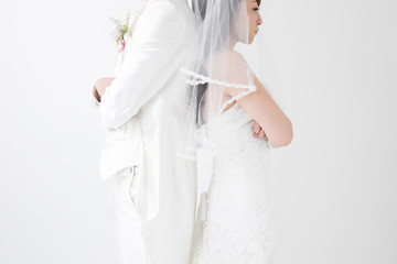 喧嘩する新郎新婦