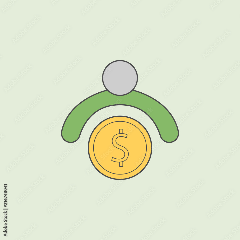 Poster a man with money icon. element of banking icon for mobile concept and web apps. field outline a man 