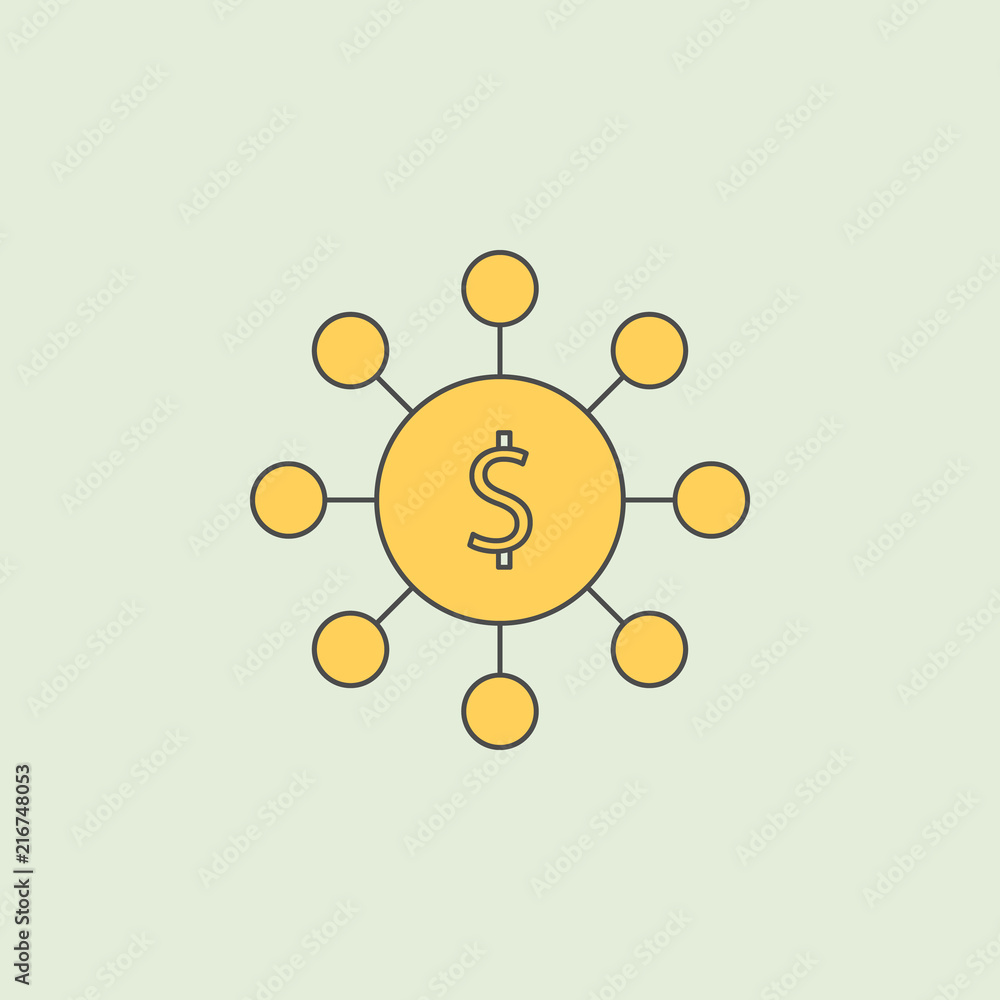 Aufkleber circle of money icon. element of banking icon for mobile concept and web apps. field outline circle 