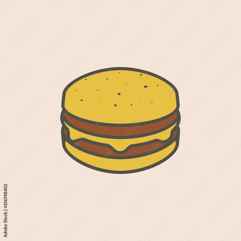 Poster cheeseburger line icon. element of fast food icon for mobile concept and web apps. field outline che