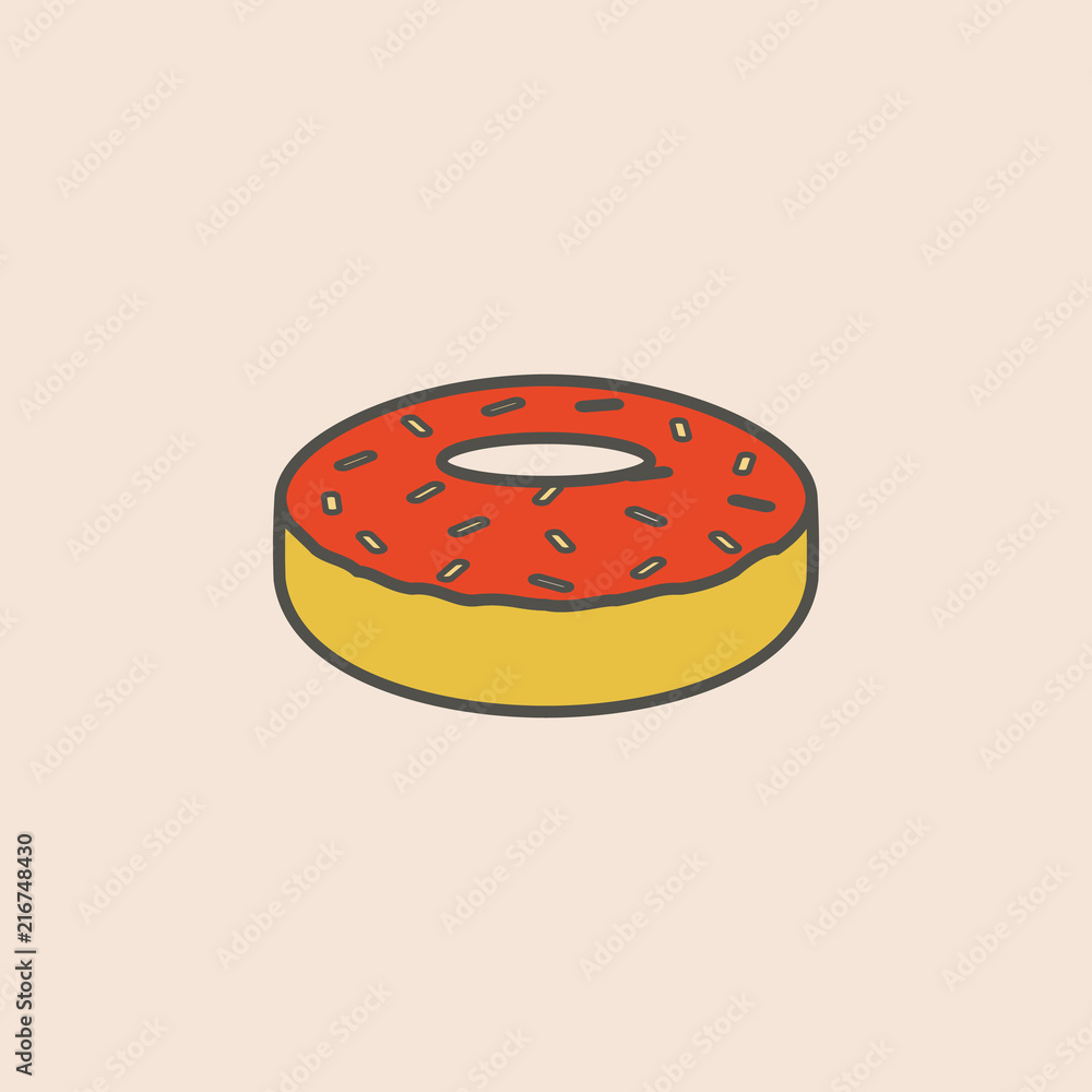 Poster doughnut glaze line icon. element of fast food icon for mobile concept and web apps. field outline d