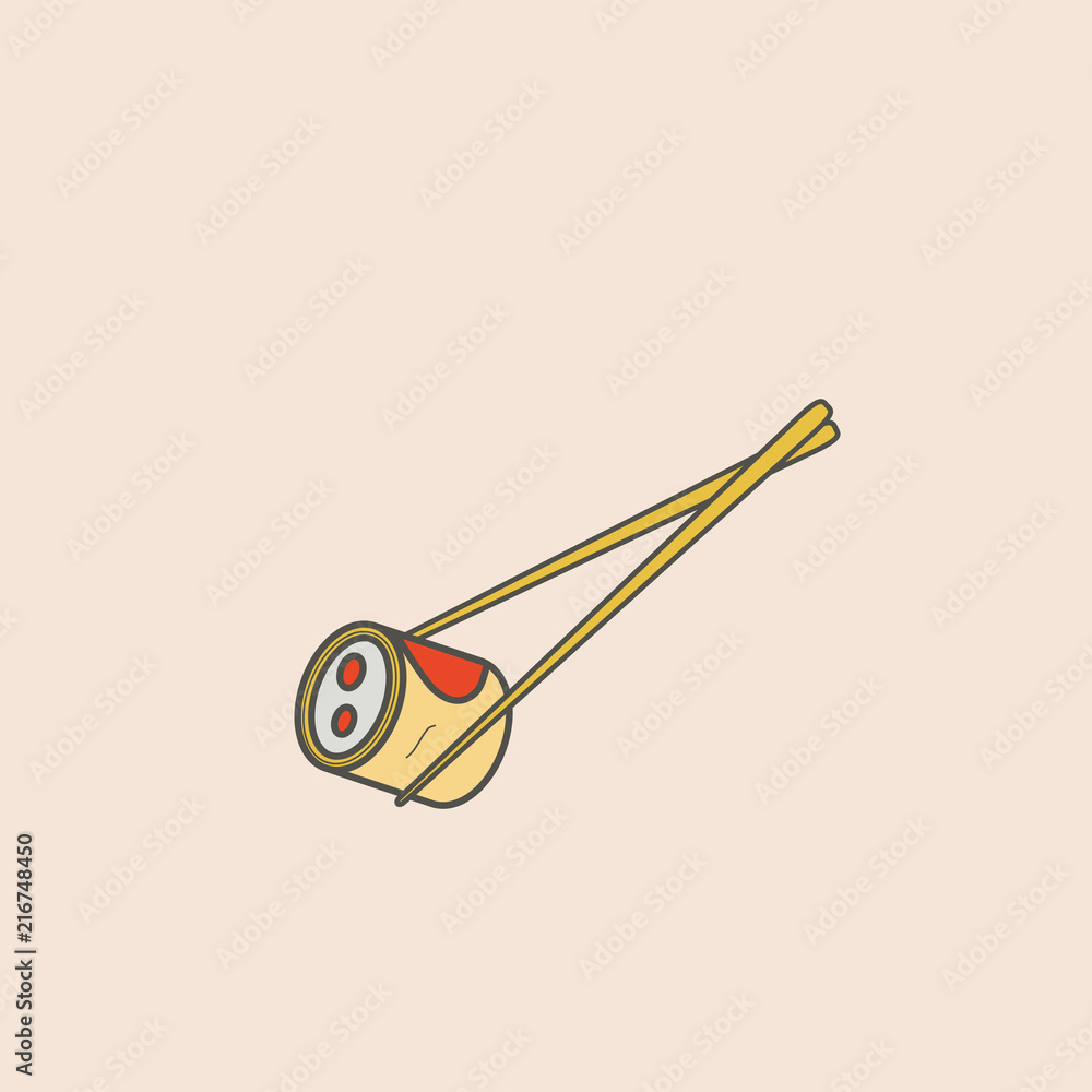 Poster sushi and chopsticks line icon. element of fast food icon for mobile concept and web apps. field out