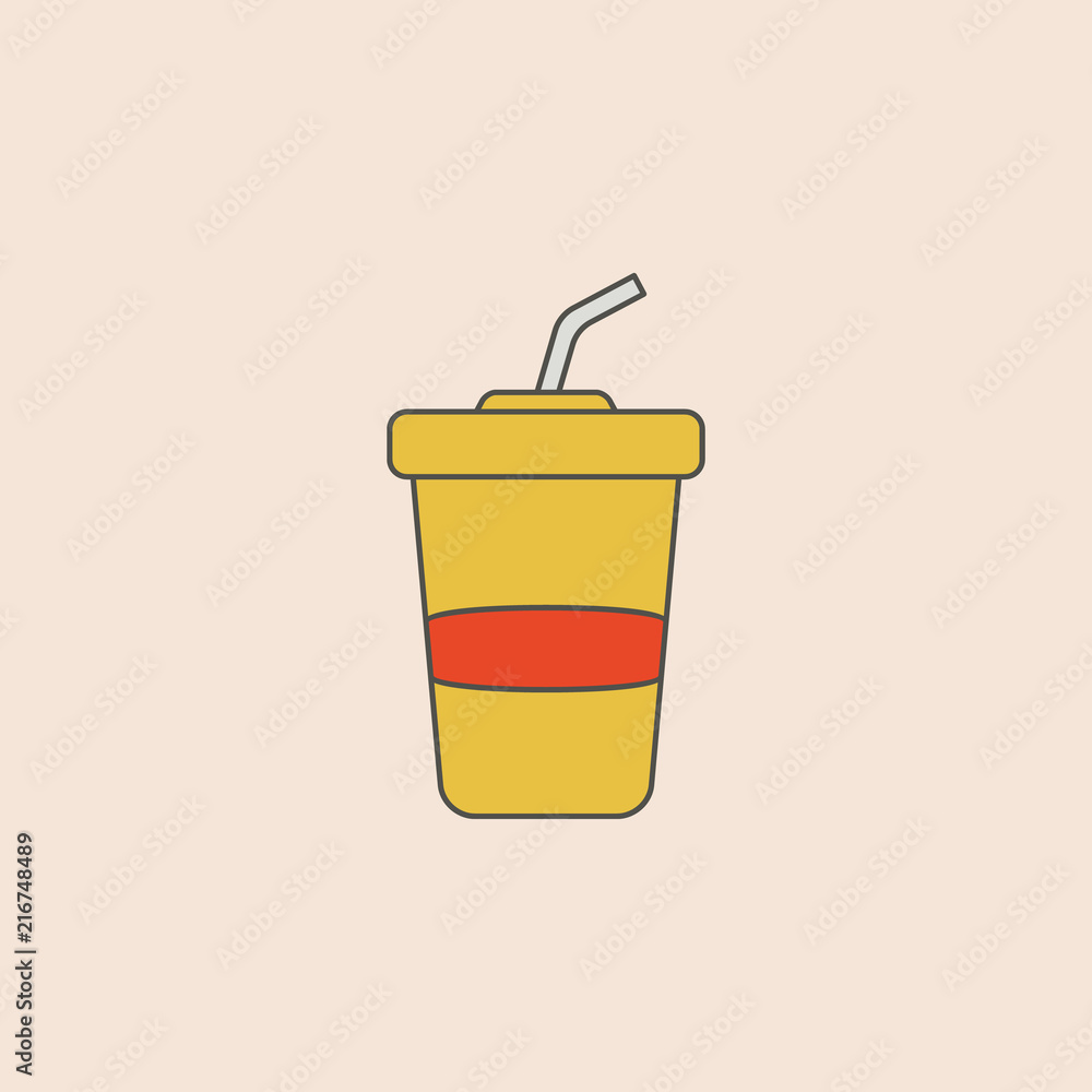 Poster cola cup line icon. element of fast food icon for mobile concept and web apps. field outline cola cu