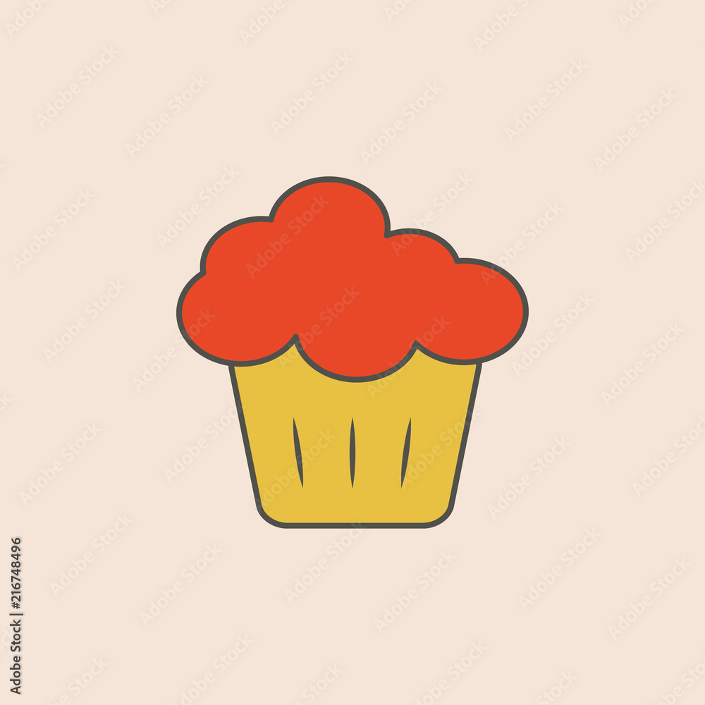 Poster cupcake line icon. element of fast food icon for mobile concept and web apps. field outline cupcake 