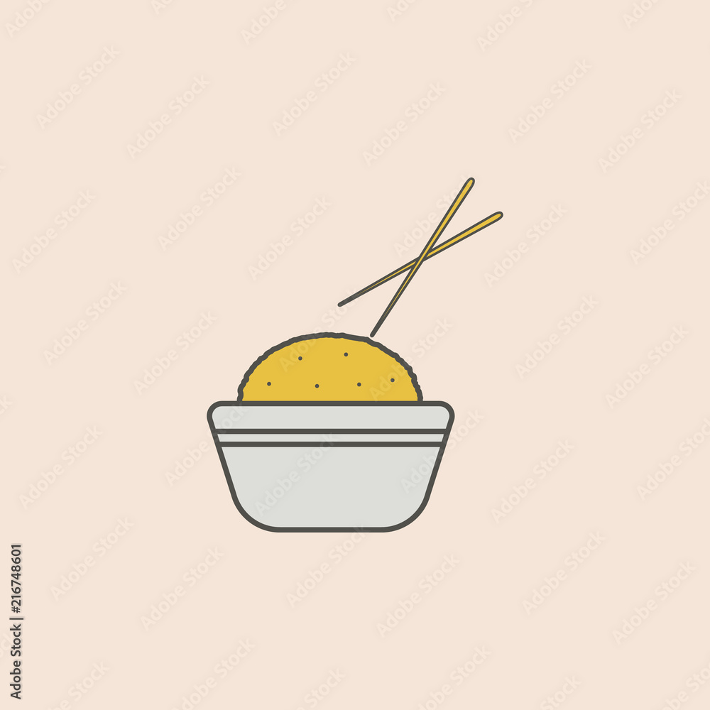 Aufkleber bowl with boiled rice line icon. element of fast food icon for mobile concept and web apps. field ou