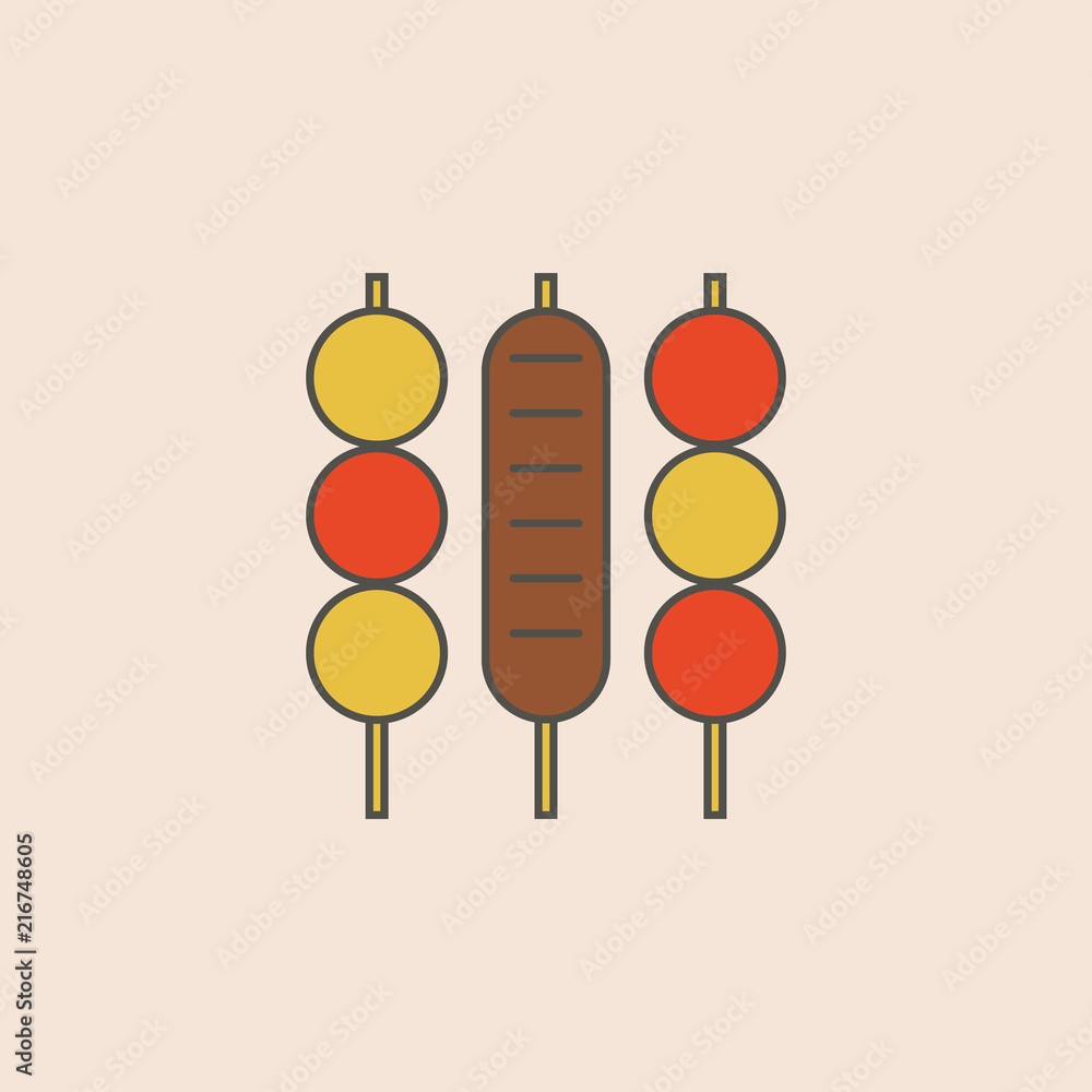 Aufkleber meat skewer line icon. element of fast food icon for mobile concept and web apps. field outline meat