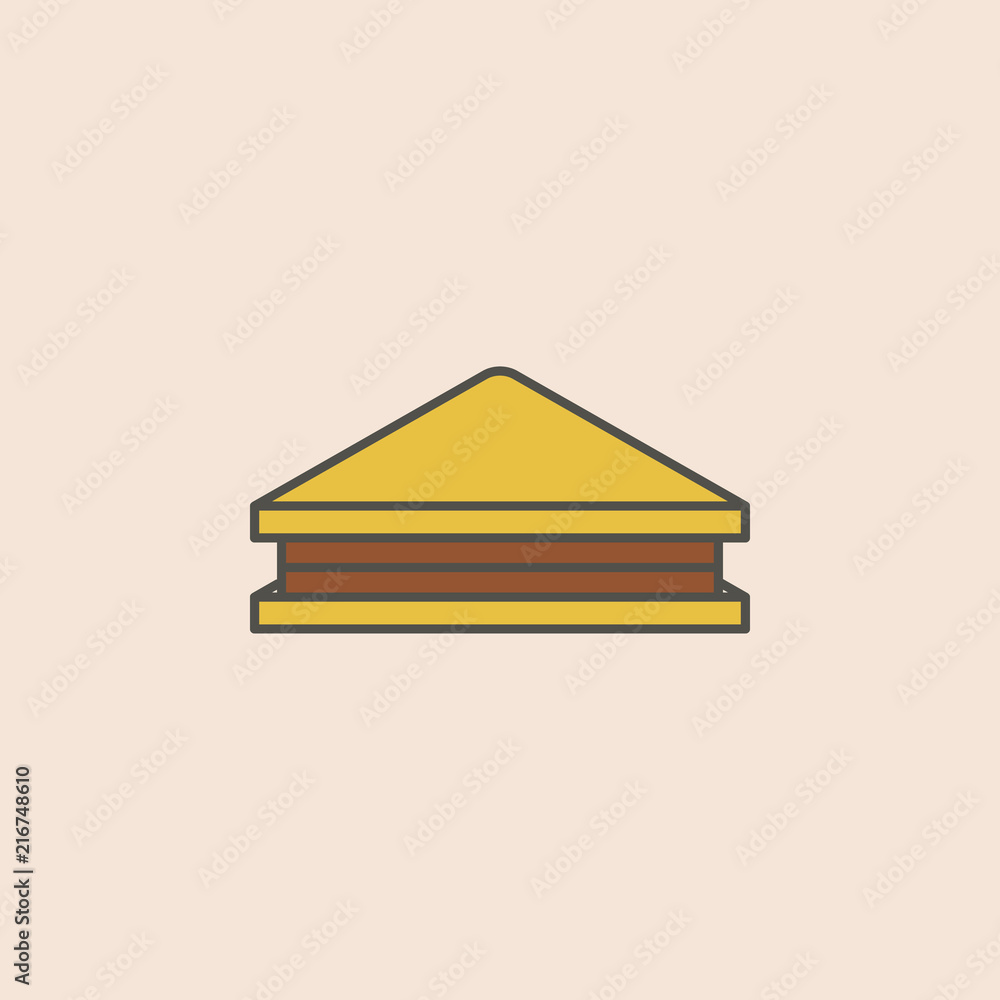 Poster sandwich with meat and tomatoes line art vector icon. element of fast food icon for mobile concept a