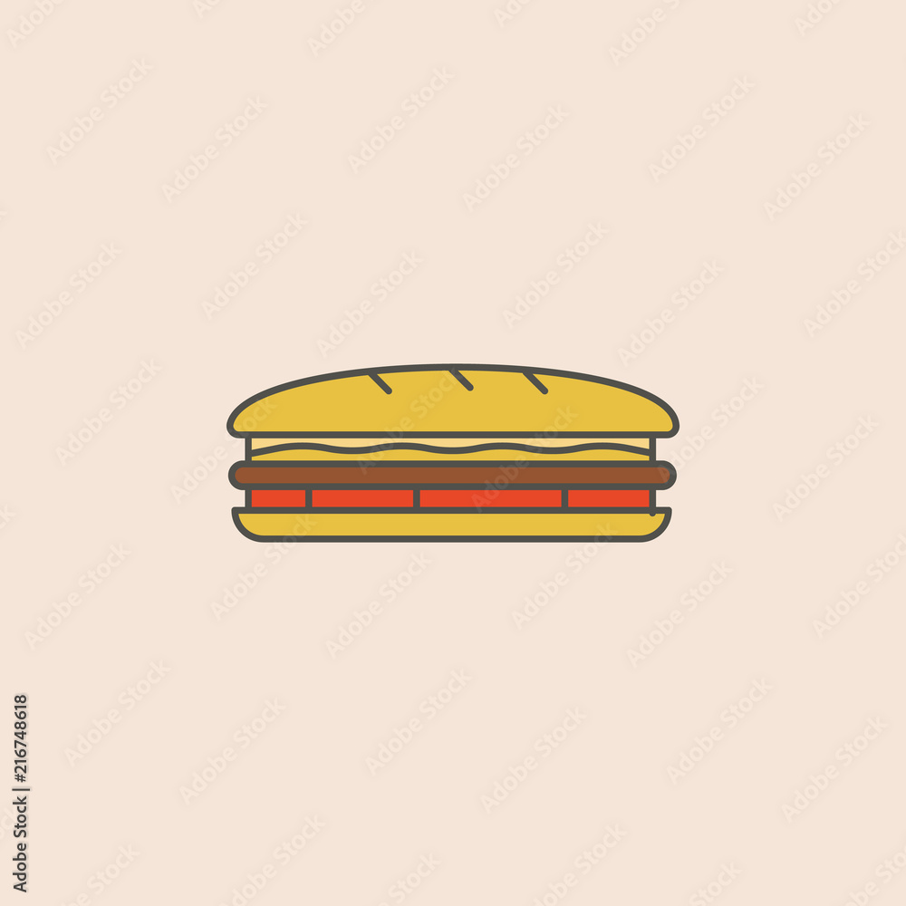 Poster sandwich line icon. element of fast food icon for mobile concept and web apps. field outline sandwic