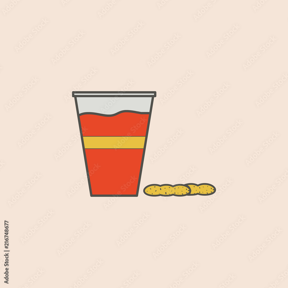 Aufkleber beer in plastic glass and nuts icon. element of fast food icon for mobile concept and web apps. fiel
