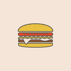 Big Burger in classic style icon. Element of fast food icon for mobile concept and web apps. Field outline Big Burger in classic style icon can be used for web and mobile