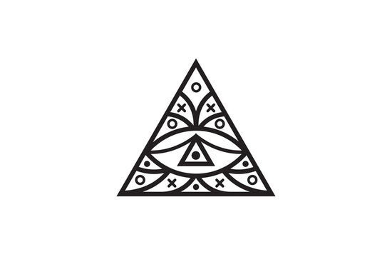 Triangle eye. Illuminati symbol, eye in a pyramid. Vector illustration.