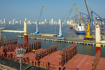  Cartagena harbor with city panorama