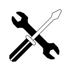 Screwdriver and wrench construction tools vector illustration graphic design