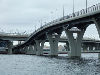 View of two crossing bridges