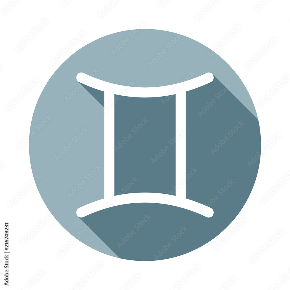 Poster zodiac twins of mercuryicon in flat long shadow. one of web collection icon can be used for ui/ux