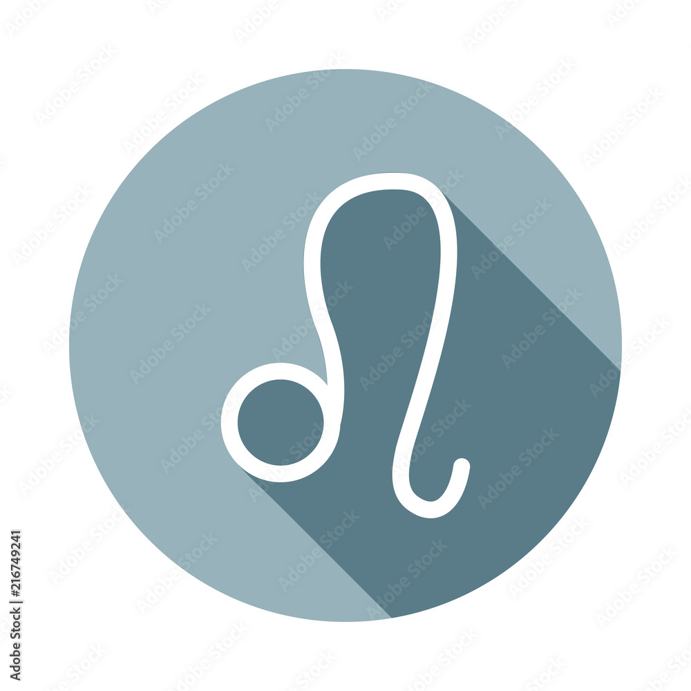 Poster zodiac lion sunicon in flat long shadow. one of web collection icon can be used for ui/ux