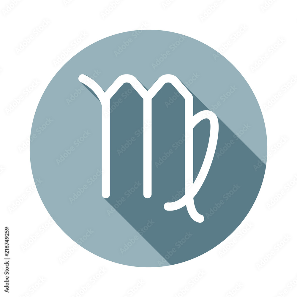 Poster zodiac virgo mercuryicon in flat long shadow. one of web collection icon can be used for ui/ux