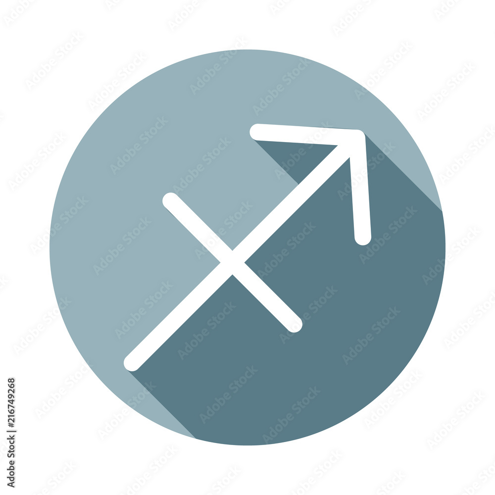 Aufkleber zodiac sagittarius jupitericon in flat long shadow. one of web collection icon can be used for ui/ux
