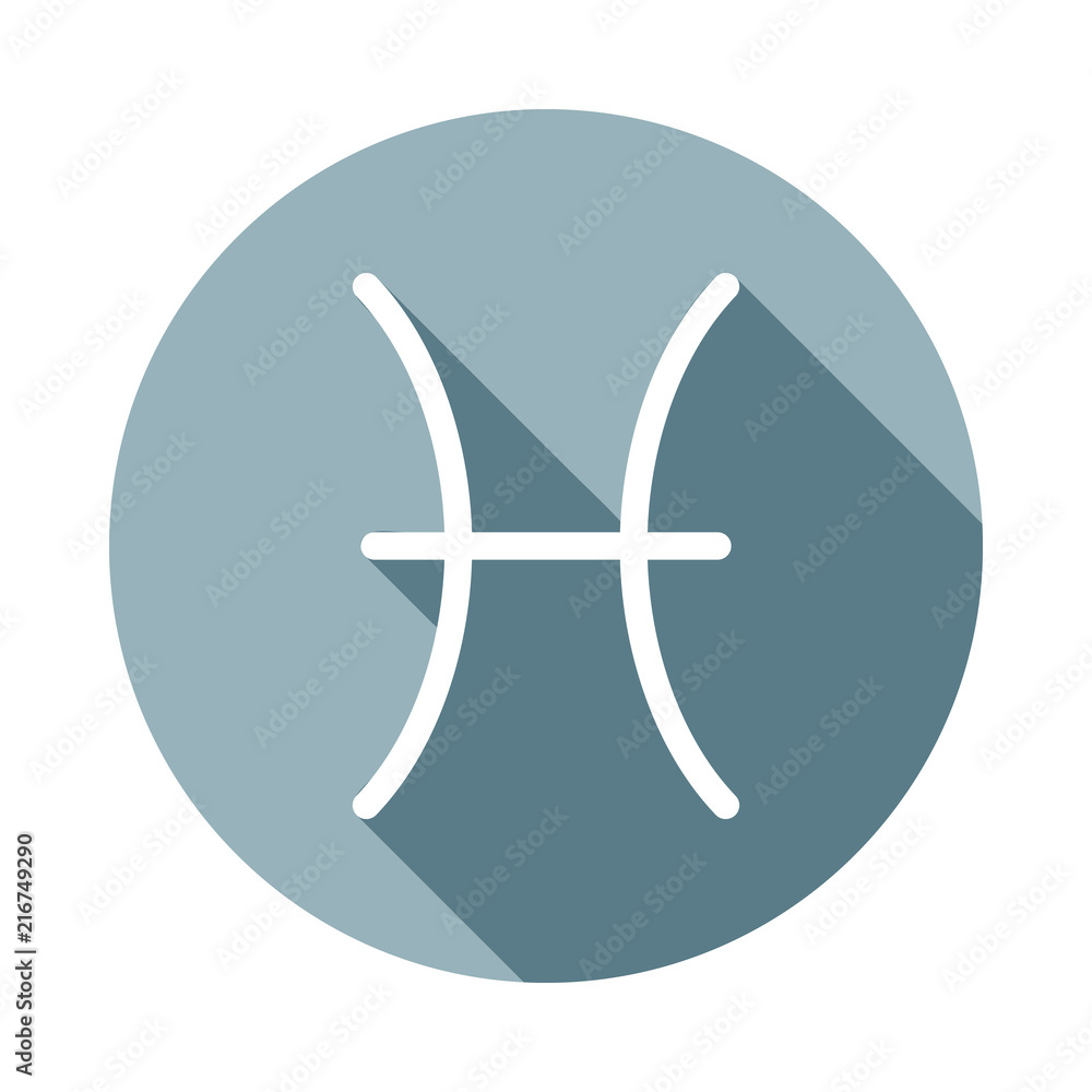 Aufkleber zodiac fish jupitericon in flat long shadow. one of web collection icon can be used for ui/ux
