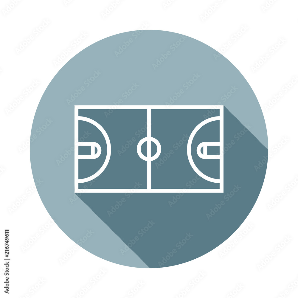 Poster basketball fieldicon in flat long shadow. one of web collection icon can be used for ui/ux