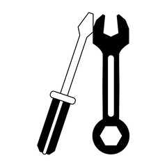 Screwdriver and wrench construction tools vector illustration graphic design