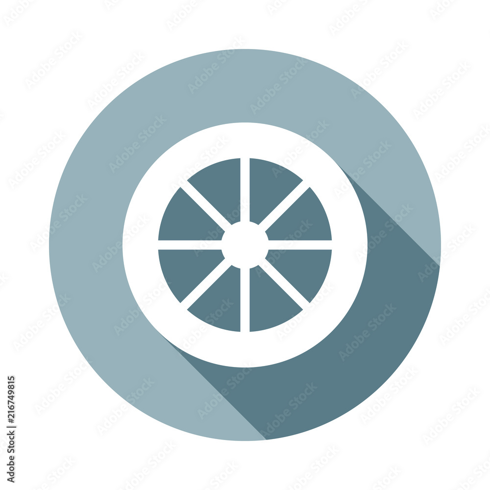 Poster wheelicon in flat long shadow. one of web collection icon can be used for ui/ux
