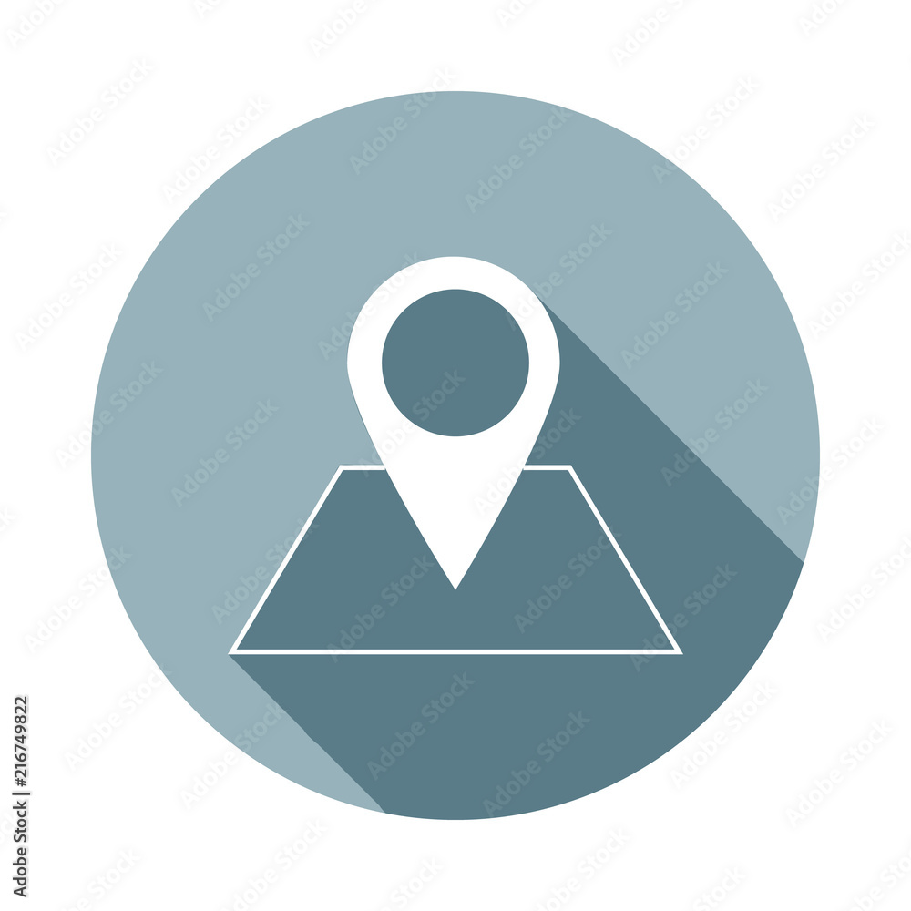 Poster pin on the mapicon in flat long shadow. one of web collection icon can be used for ui/ux