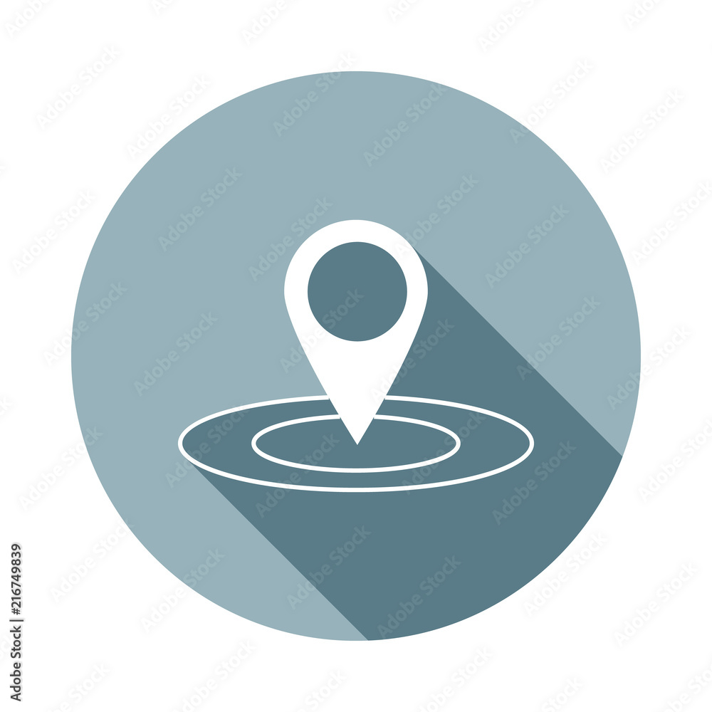 Poster pin in placeicon in flat long shadow. one of web collection icon can be used for ui/ux