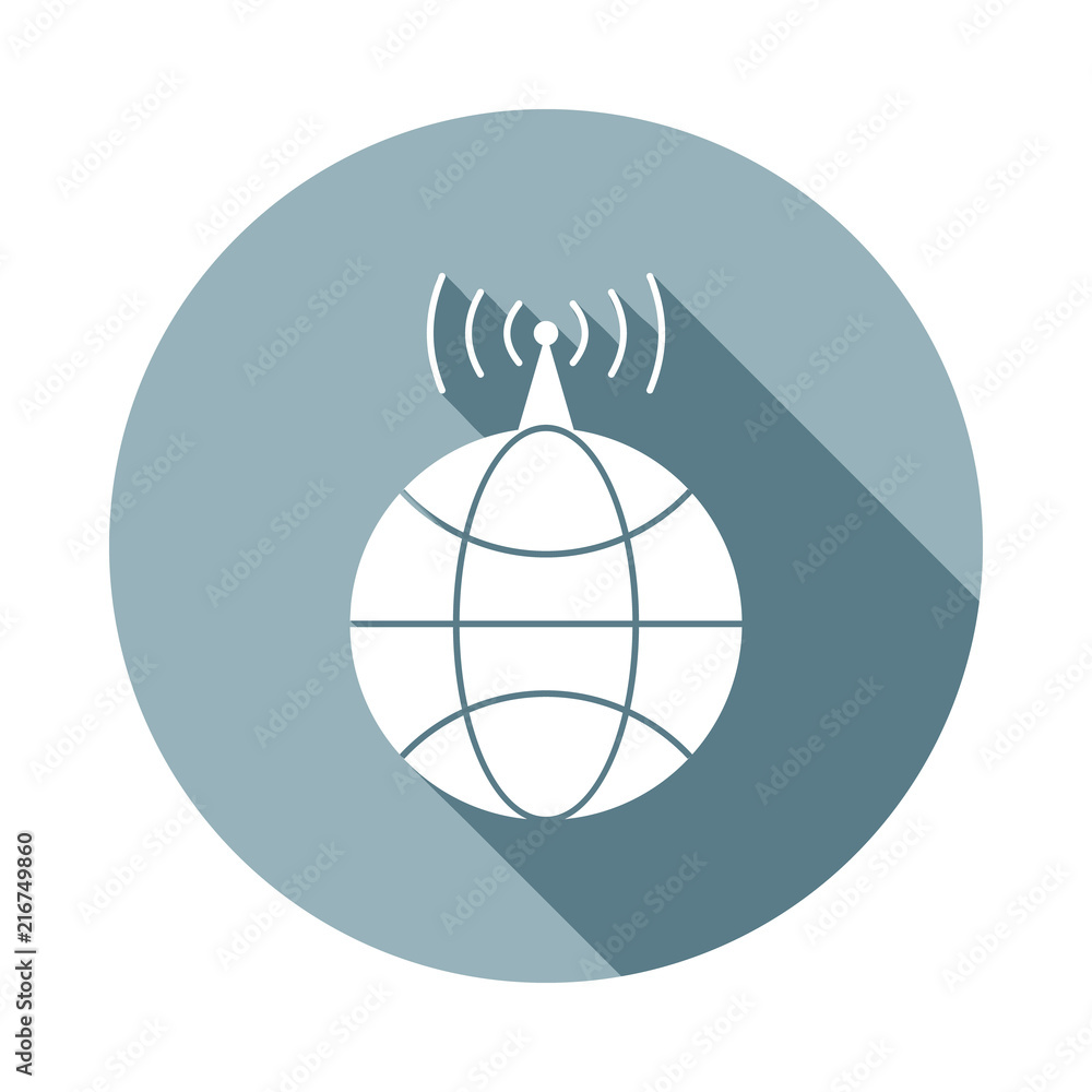 Poster global radio antennaicon in flat long shadow. one of web collection icon can be used for ui/ux