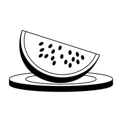 Watermelon sliced on dish vector illustration graphic design