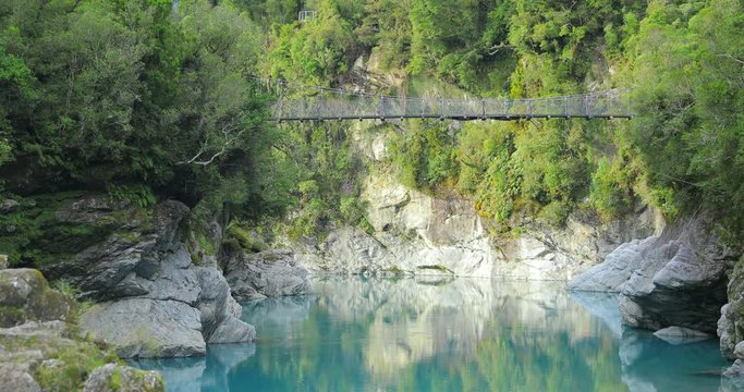 Hotikita Gorge, South Island, New Zealand, 60fps, Blue Water and Tree Ferns,