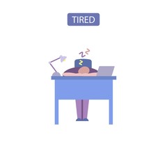 Tired flat icon vector illustration.