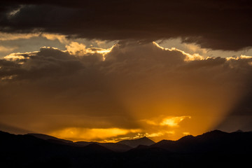 Dramatic sunset over the Rocky Mountains 