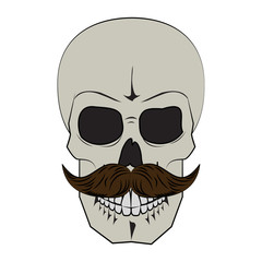 Vintage skull barbershop with mustache vector illustration graphic design