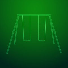 Kids swing model. Wireframe low poly mesh vector illustration