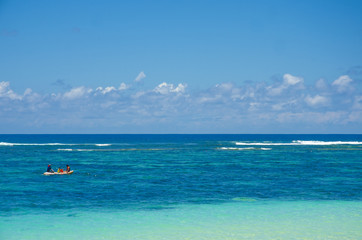 Fototapeta na wymiar Canoeing at Pandawa Beach, Pecatu, South Kuta, Badung Bali