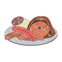 Pig sausages and hams vector illustration graphic design