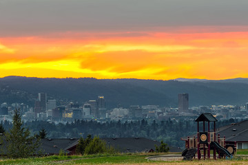 Portland Oregon Downtown Skyline by Childrens Playground