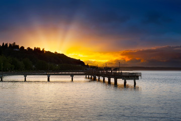 Sunset at Ruston Way Waterfront in Tacoma Washington