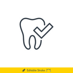 Healthy Tooth (Dental Check) Icon / Vector - In Line / Stroke Design