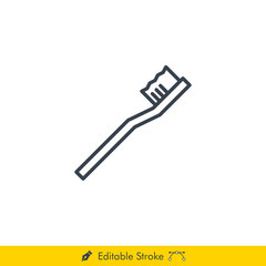 Toothbrush Icon / Vector - In Line / Stroke Design