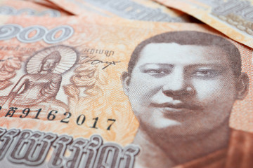 Fototapeta premium Close up the Cambodia Riel Banknotes