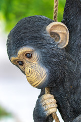 Whimsical Garden Art Decoration - Chimpanzee Holding Rope