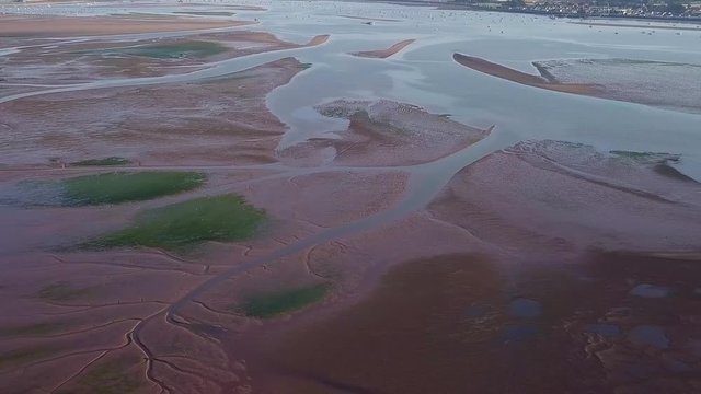Beautiful aerial pan of Lympstone harbour. United Kingdom.