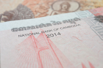Close up the Cambodia Riel Banknotes