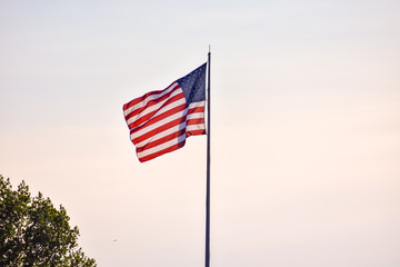 United States Flag waving in the wind. 